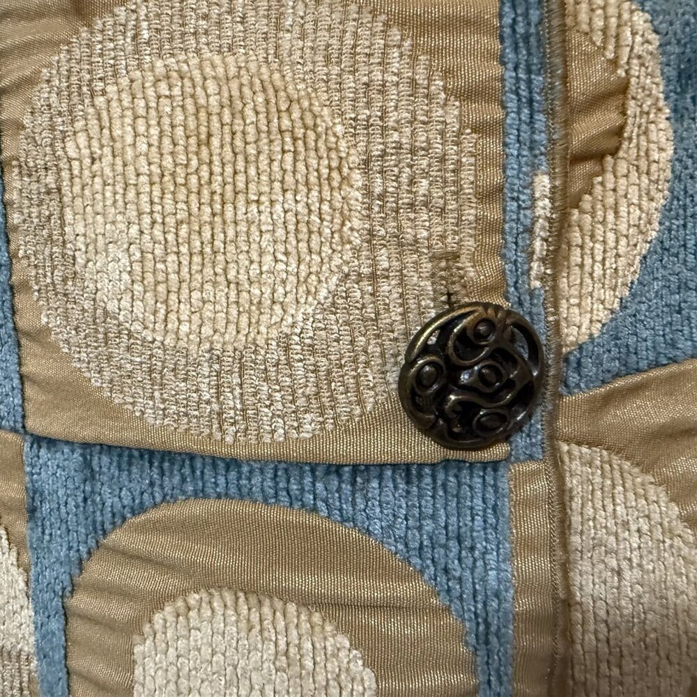 Winding River Blue Tan Geometric Blanket Tapestry Jacket Women's Small Chenille - Picture 4 of 8